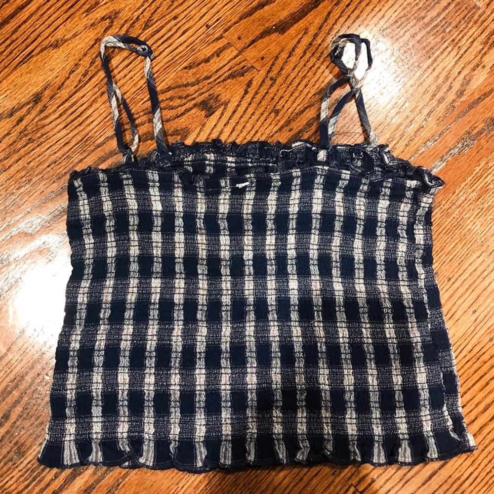 Navy blue gingham tank